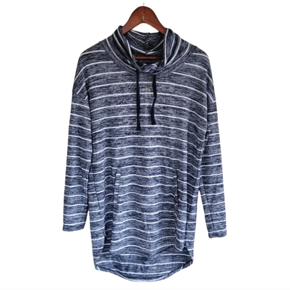 Banana Republic Factory Tops - Banana Republic Cowl Neck Long Striped Tunic Blue Women’s Small